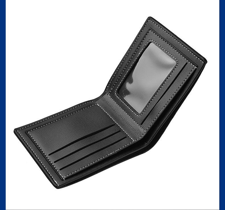 

Slim Leather Wallet for Men Thin Bifold Credit Card Holder Minimalist Short Purse with ID Window чёрный
