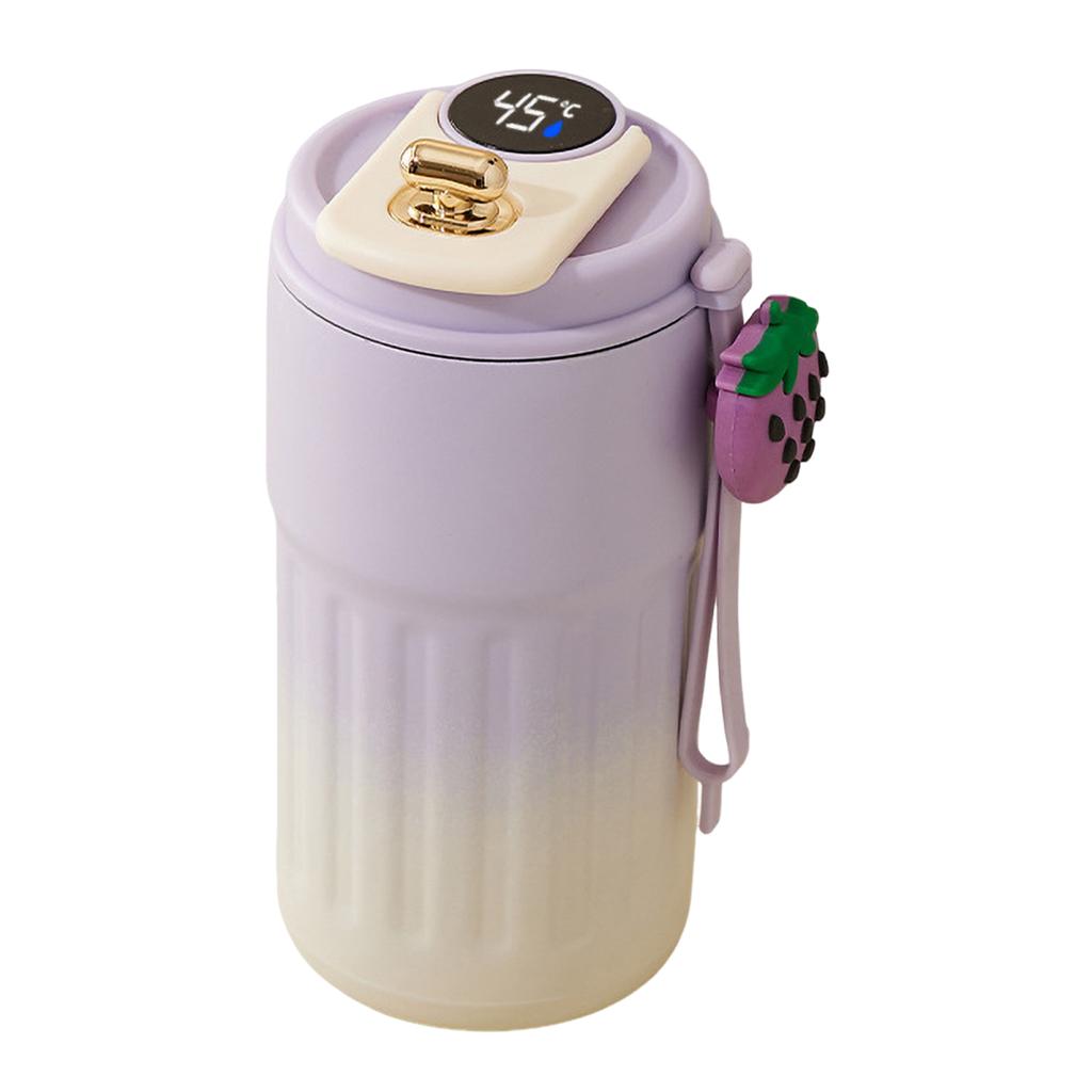 Vakuum-Thermobecher mit Temperaturanzeige, 450 ml, Edelstahl-Isolierbecher für Heißgetränke, auslaufsicherer Deckel, leicht zu reinigen, tragbarer Reisekaffee