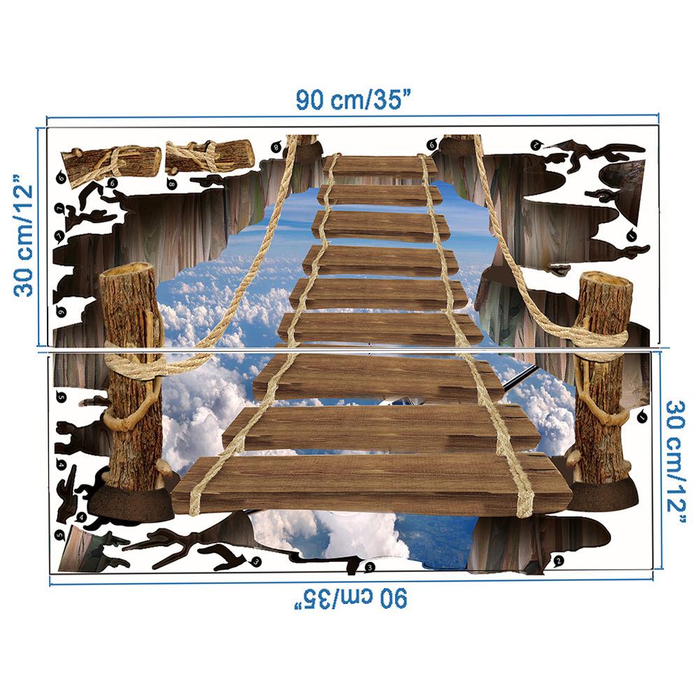 3D Bridge Floor Sticker: Multiple Styles for Living Room, Mall, Square, Amusement Park - Removable Decorative Art KS6627