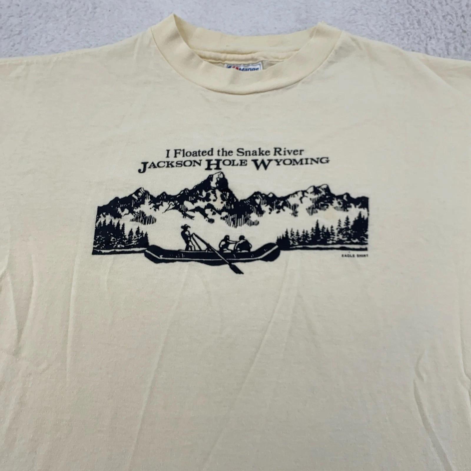

Vintage Jackson Hole Wyoming I Floated the Snake River Shirt Mens Large 90s Tee 2XL