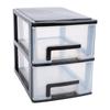 Schreibtisch mit 2 Schubladen, Kunststoff, stapelbar, transparent, Desktop-Aufbewahrungsbox für Büromaterial, für Zuhause, Wohnheim