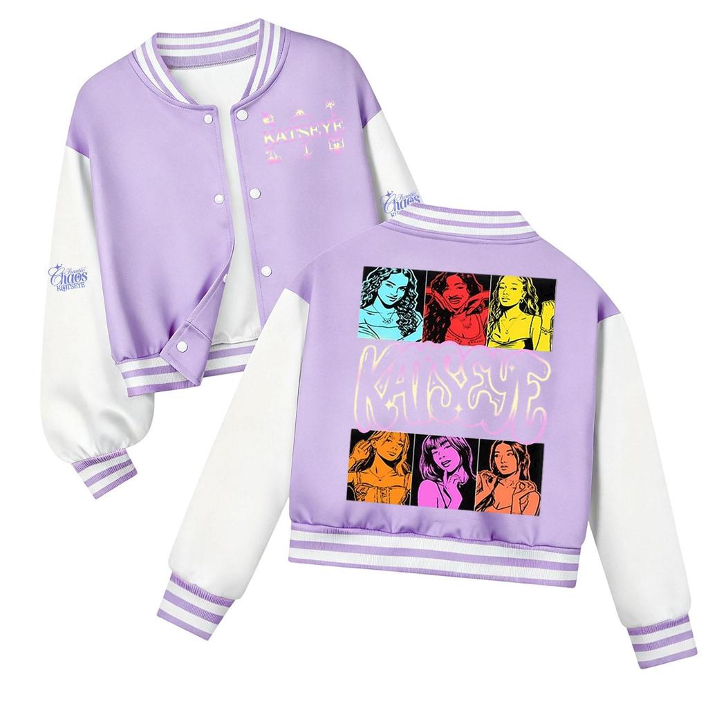Kids Printed Baseball Jacket Casual Loose Fit Outerwear for Boys and Girls
