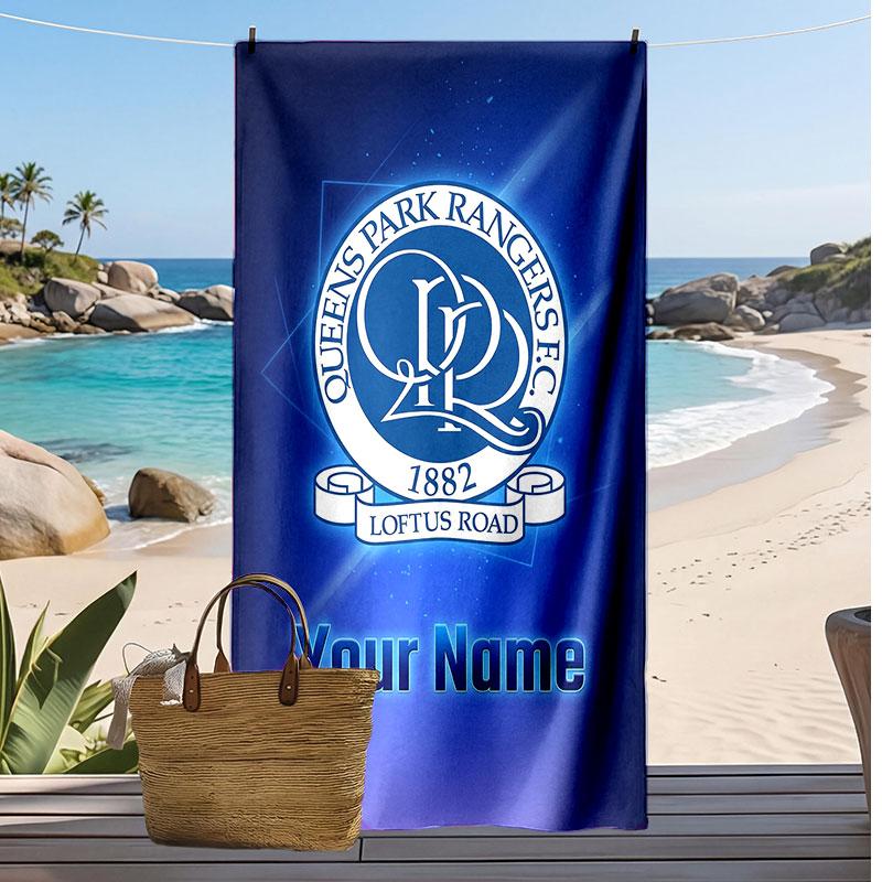 Queens Park Rangers FC Personalisiertes Bedrucktes Strandtuch Fußballlogo Unterstützung Benutzerdefinierter Name Text Saugfähiges Handtuch für Sport Reisen Besonderes Geschenk