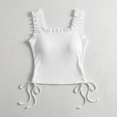 Women'S Spring/Summer Vest With Straps Stylish Lace Trim Versatile Short Top For Women