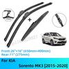 For KIA Sorento MK3 Front Rear Wiper Blades Brushes Cutter Accessories J U Hook 2015-2020 2015 2016 2017 2018 2019 2020