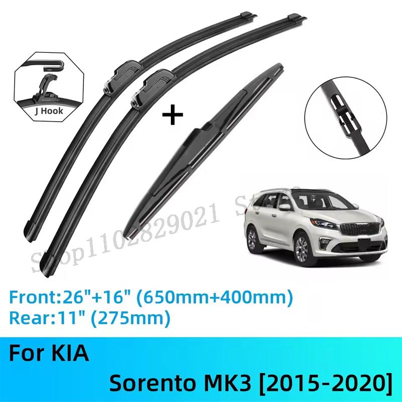 For KIA Sorento MK3 Front Rear Wiper Blades Brushes Cutter Accessories J U Hook 2015-2020 2015 2016 2017 2018 2019 2020