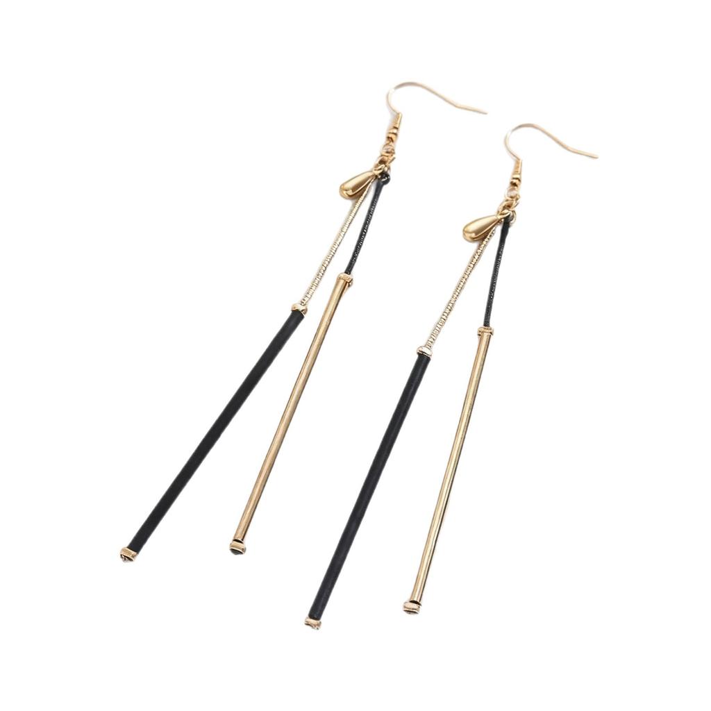 Quasten Gold und Schwarz Kontrastfarben Anhänger Ohrringe für Frauen, Neue Modische und Vielseitige Alltags-Ohrringe Geschenk