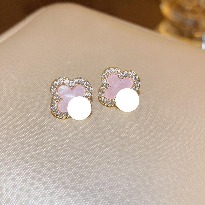 Silver Needle Multi-layer Letter Twill Zircon Pearl Earrings Medieval Vintage Light Luxury Stud Earrings Versatile Earrings