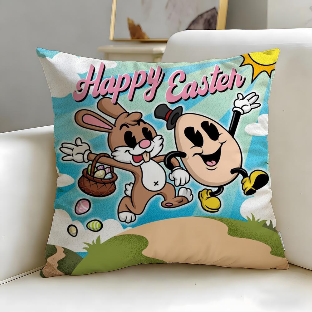 Classic Holiday Easter Day Cushion Cover Soft EasyWash Pillow Case Versatile for Couch Bed Travel and Office