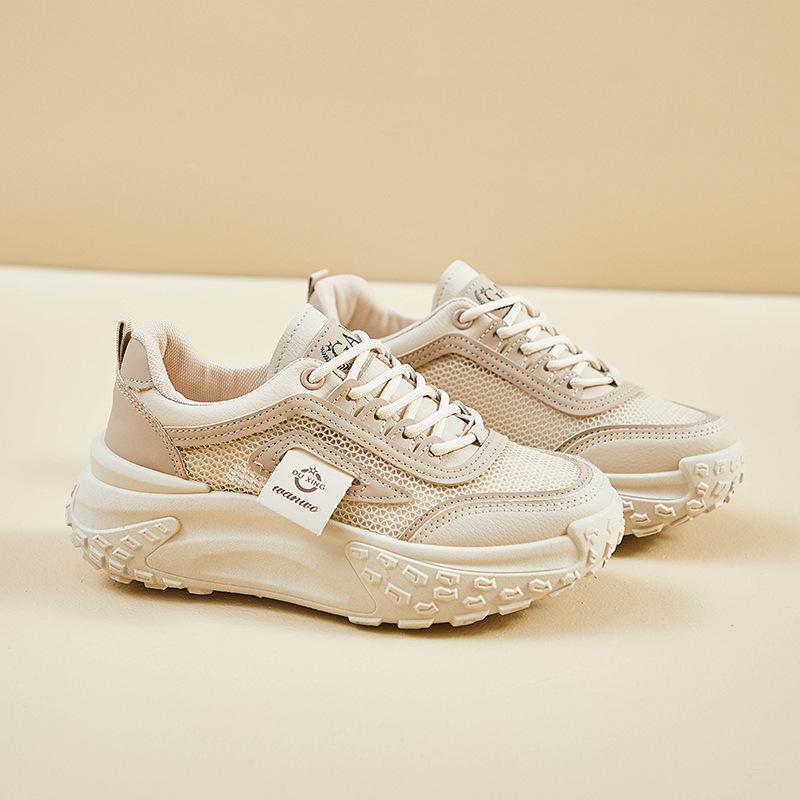 Ins Koreanische Version der neuen Dad Shoes Mädchen 2025 Herbst Studentensport und Freizeit Mesh atmungsaktiv dicke Sohle erhöht einteilig