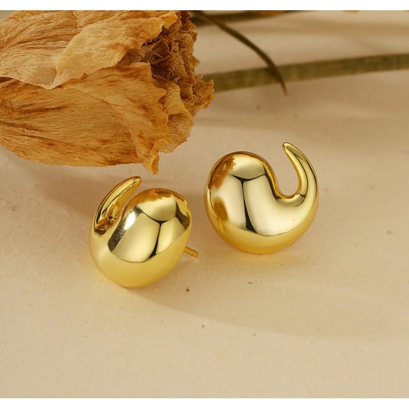 Minimalist Comma Earrings Women Sterling Studs Gold Plated Modern Chic Jewelry Gift