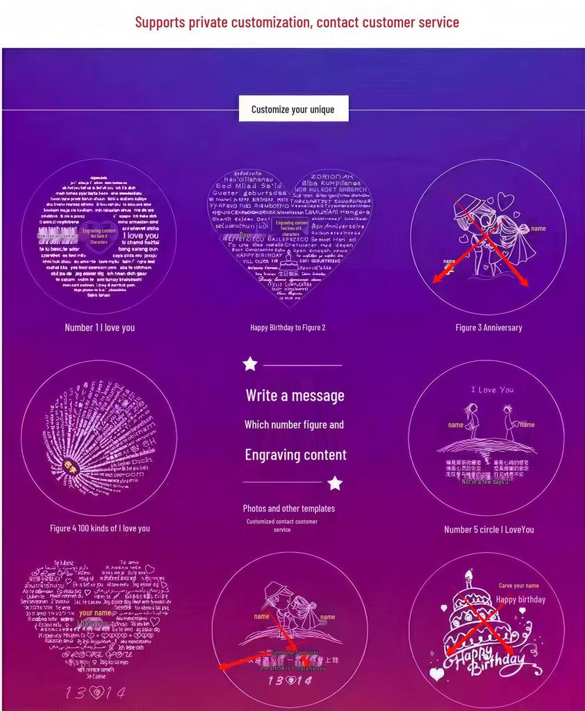 Custom Titanium Steel Couples Bracelets: 'I Love You' in 100 Languages with Photo Projection