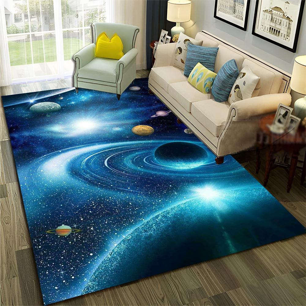 3D Univers Weltraum Galaxie Planet Stern Teppich Teppich für Zuhause Wohnzimmer Schlafzimmer Sofa Fußmatte Dekor,Kinderbereich Teppich Rutschfeste Bodenmatte