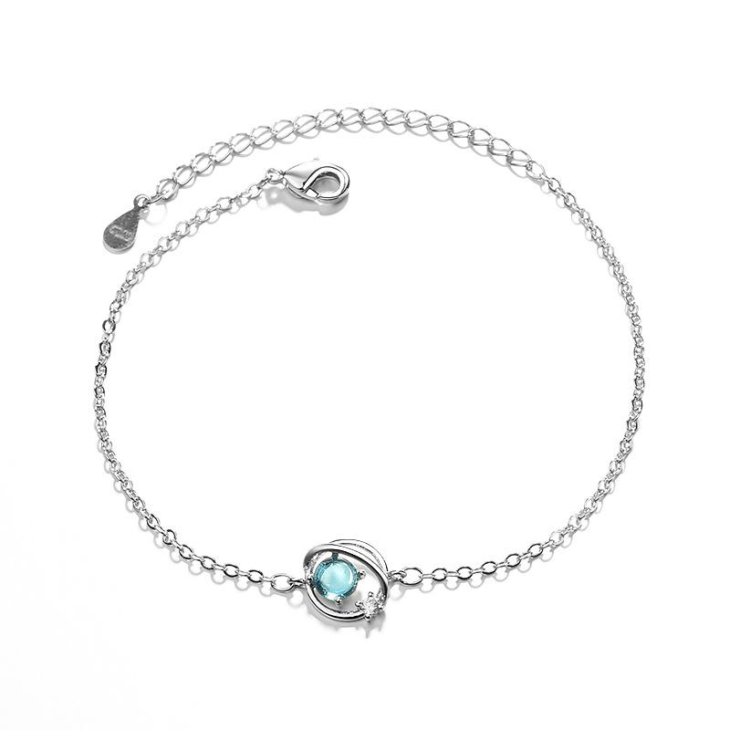 VENTFILLE 925 Sterling Silver Star Bracelet Fashion Korean Five-pointed Star Crystal Double Bracelet
