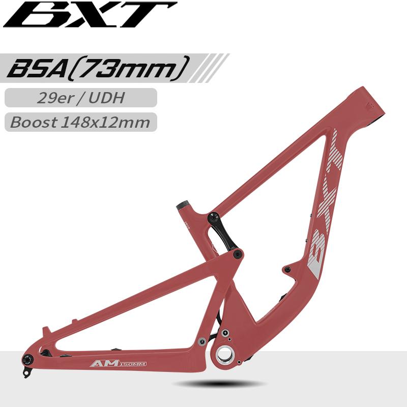 Telaio Full Suspension BXT 29er Boost, Telaio MTB in Fibra di Carbonio Gancio UDH, Boost 148x12mm, Escursione 100mm-120mm