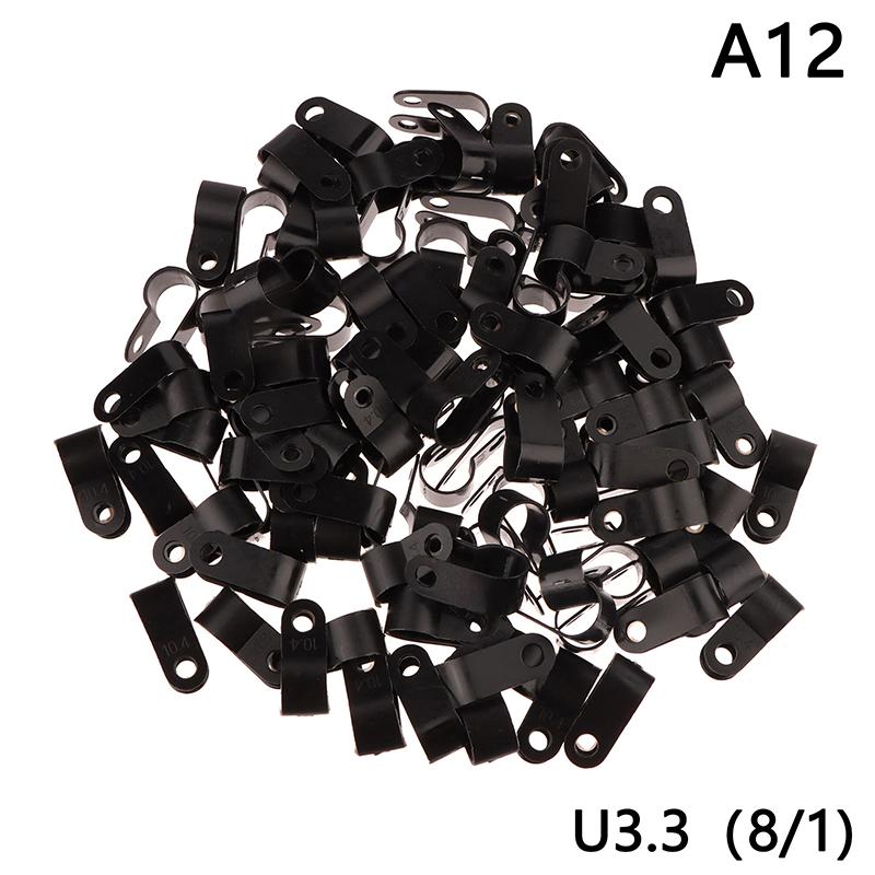 100Pcs/Pack U-Type R-Type Nylon Clamp Cable Clips Plastic Hose Fasteners Mount Fix Hardware Electrical Fitting Wire Management