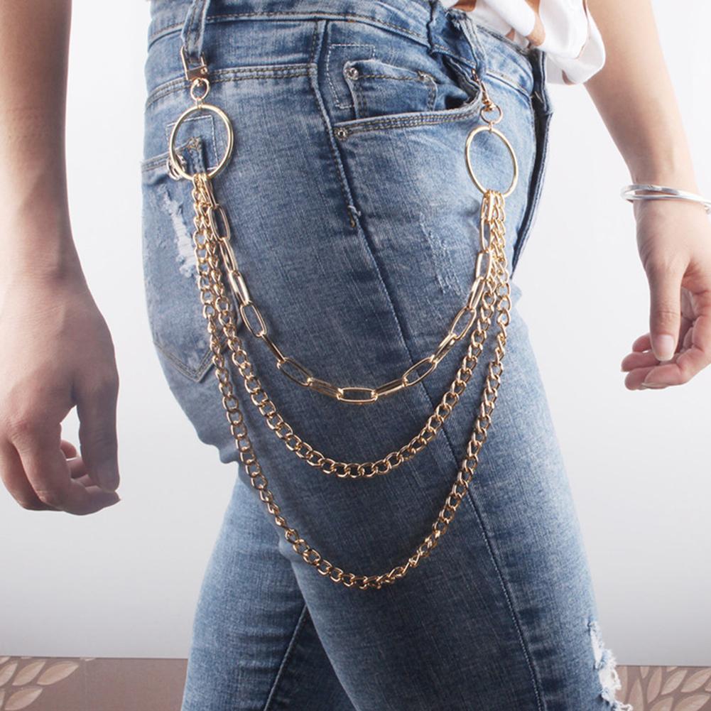 Alloy Layered Waist Link Chain Jewelry Fashion Unisex Punk Hiphop Hook Trousers for Men Women for Party Supplies Wedding Travel