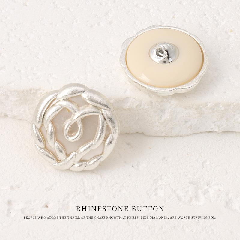 

5шт Металева смола Подвійний ґудзик Висококласне жіноче пальто Тренч Ґудзик Кардиган Светр Куртка Золотий ґудзик 17mm silver