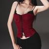 Color Block Lace-Up Slimming Camisole - Chic Pure Desire Top