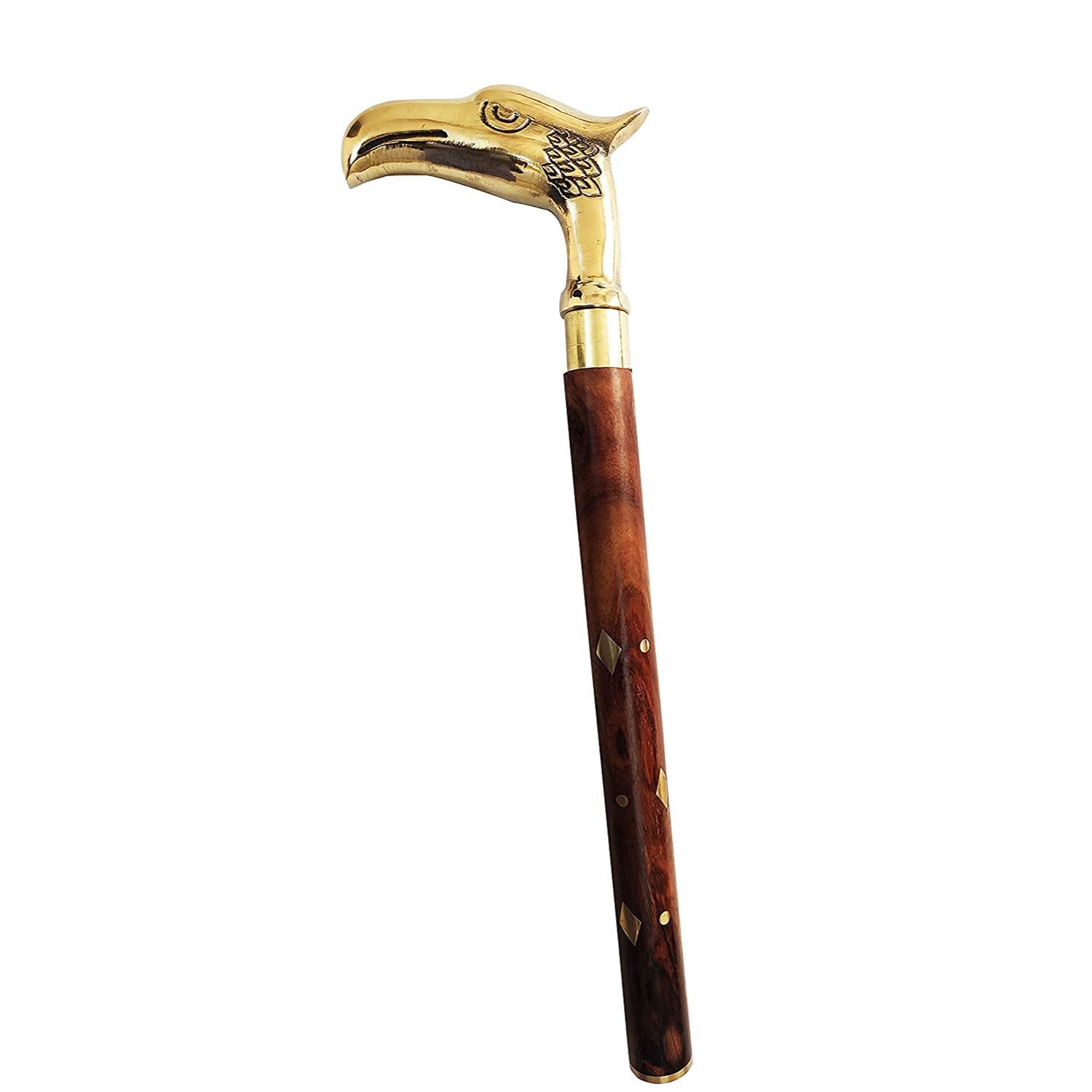 

Foldable Handcrafted Sheesham Wood Unisex Surgical Walking Stick with Eagle Brass Handle