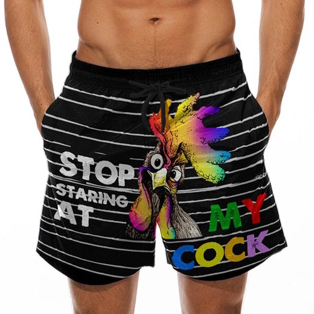 Men Drawstring Special  Print Beer Festival Beach Casual Trouser Shorts Pant