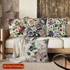 2D Vintage Floral Embroidery Style Throw Pillow Covers Pattern Cushion Cover Suitable For Sofa Bedroom Car Pillow Cover