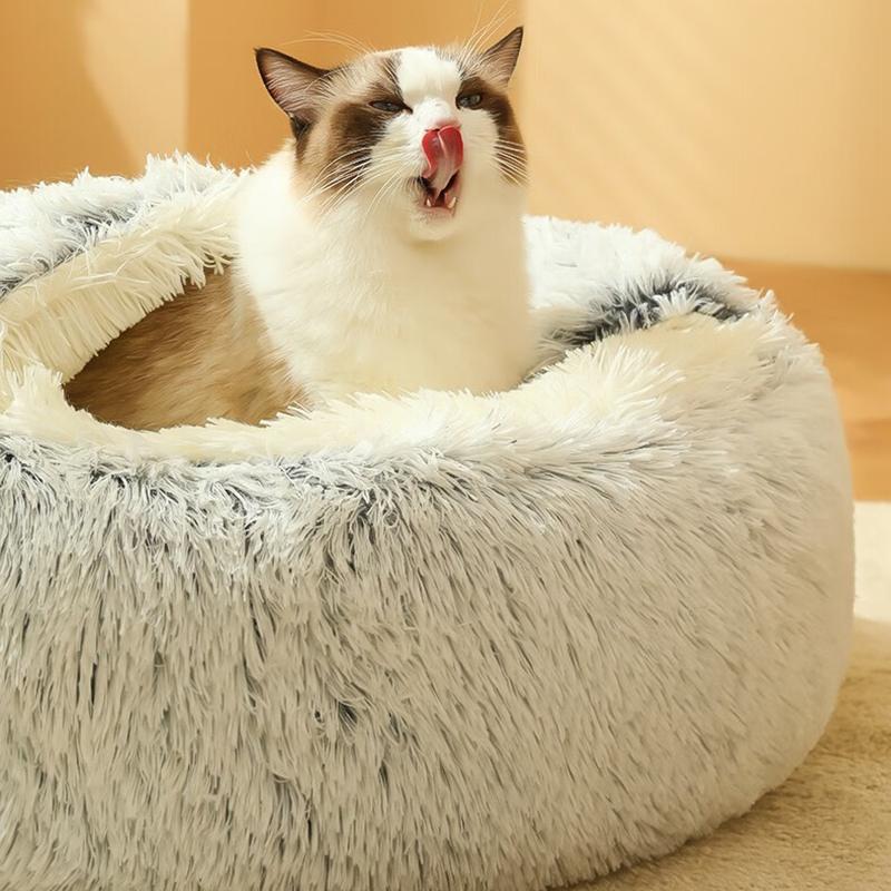 Katzenhaus Winter Plüsch Haustier Katzenbett Rundes Kissen Verdicken Warm Katzenkorb Haustier Schlafsack Kätzchennest Kleine Katzen