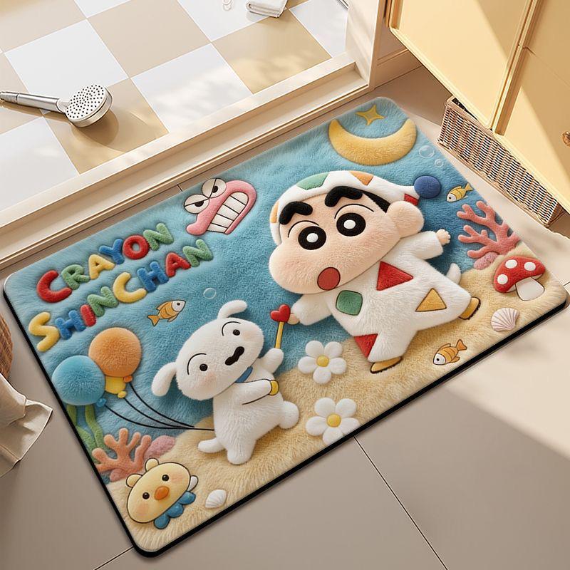 Cross-border Diatom Mud Shin-chan Faux Fur Anti-slip Water-absorbing Bathroom Floor Mat 40x60cm