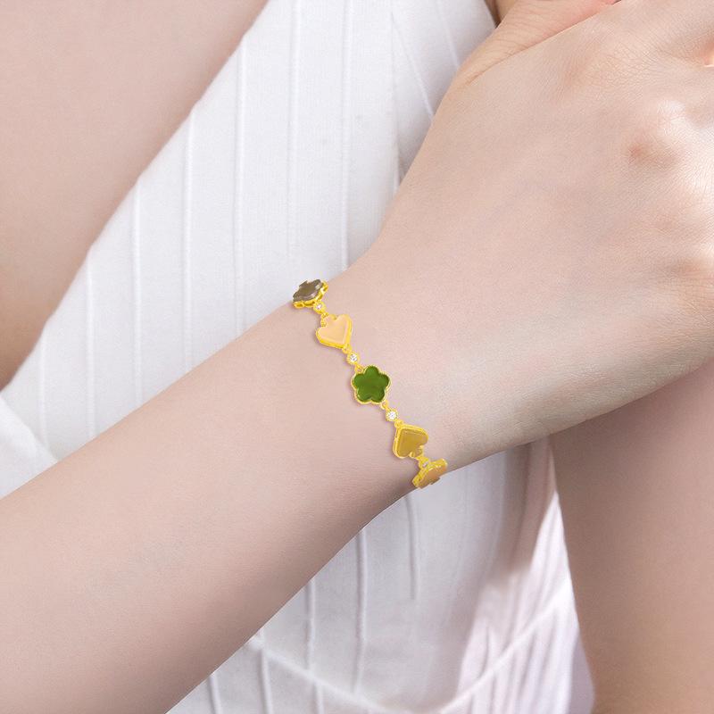 Hetian Jade Peach Heart Bracelet: S925 Silver Inlaid, Multi-Treasure Design - Elegant Women's Fashion Gift