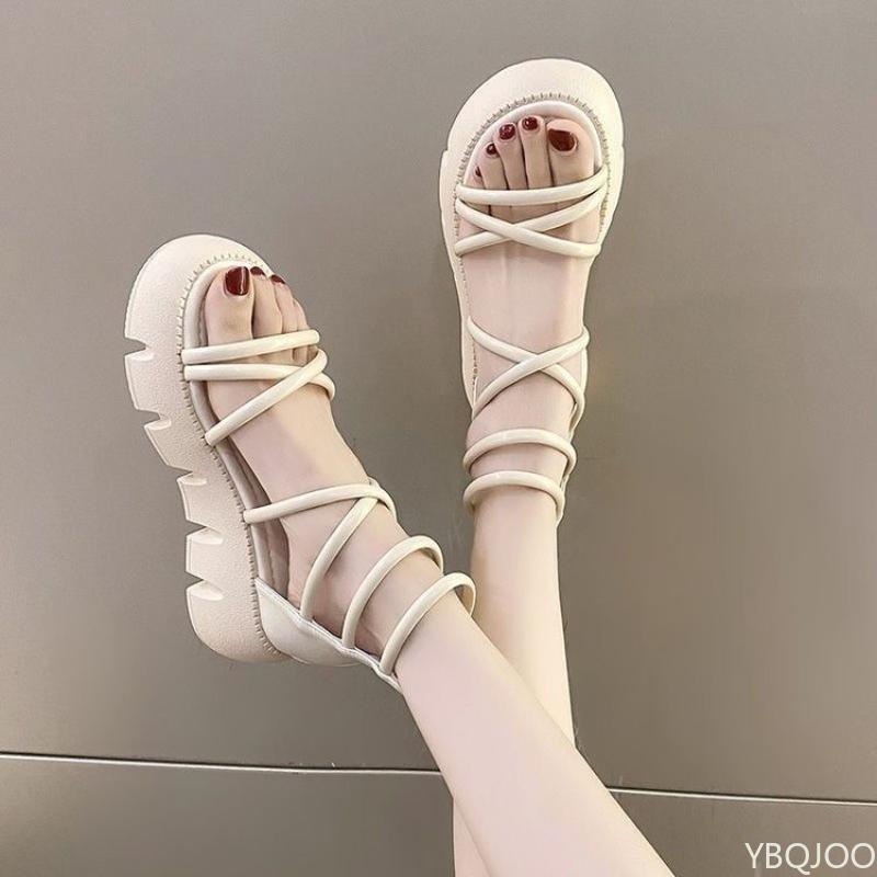 Fashion Sandals Women 2025 New Luxury Summer Ankle Strap Round Head Platform Sandals Casual Non-slip Roman Gladiator Ladies Shoes