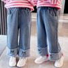 Girls' Jeans for Spring and Autumn Wide Legs Pant Spring Style Children's Clothing Pants