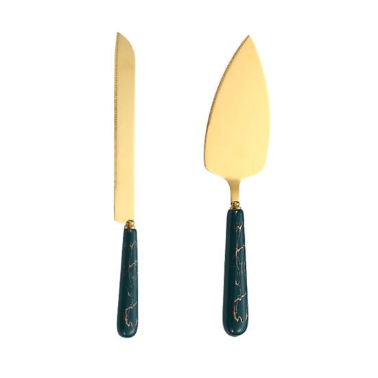 Butter Knife And Spatula Set with Ceramic Handle Stainless Steel Baking Turner for Butter Pizza Pastry Non-Stick Cake Cutter And Butter Spreader