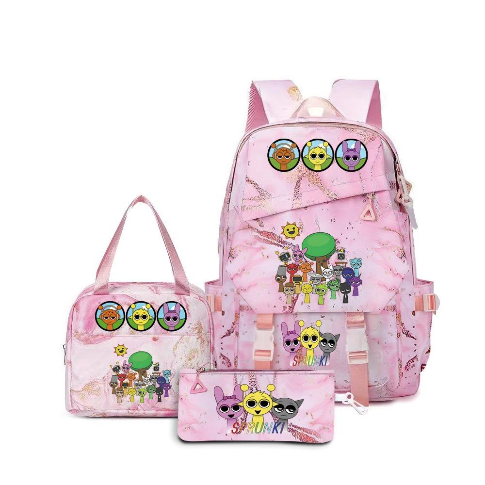 New rhythm box music game schoolbag backpack pencil bag three-piece set student heat transfer backpack