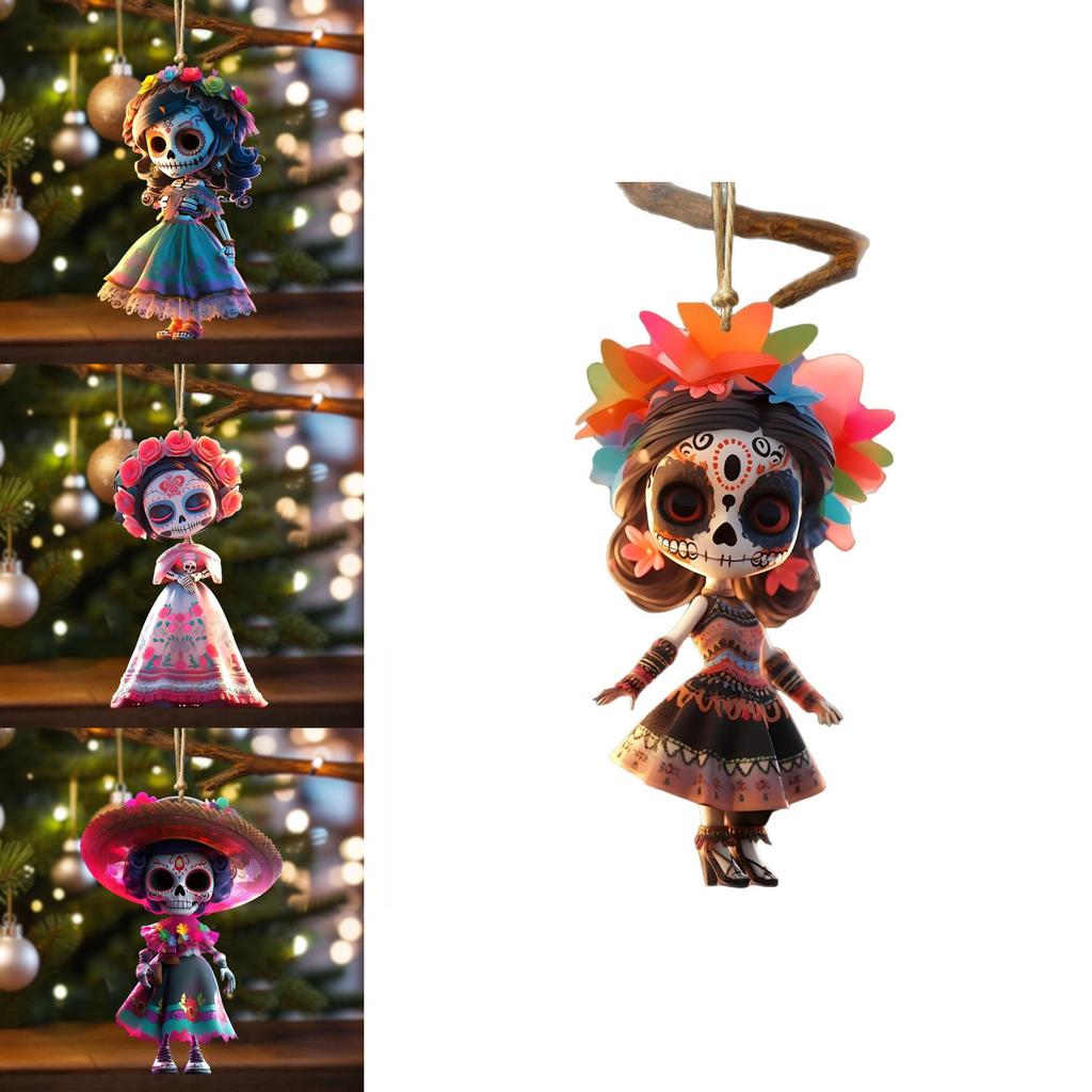 Of Day The Dead Theme Girl Pattern Acrylic Pendant For Decoration Festival