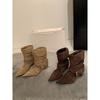 Western Wind 2026 Pile Boots Retro Versatile Low Heel Flat Bottom Belt Wear Cowboy Boots Short Boots
