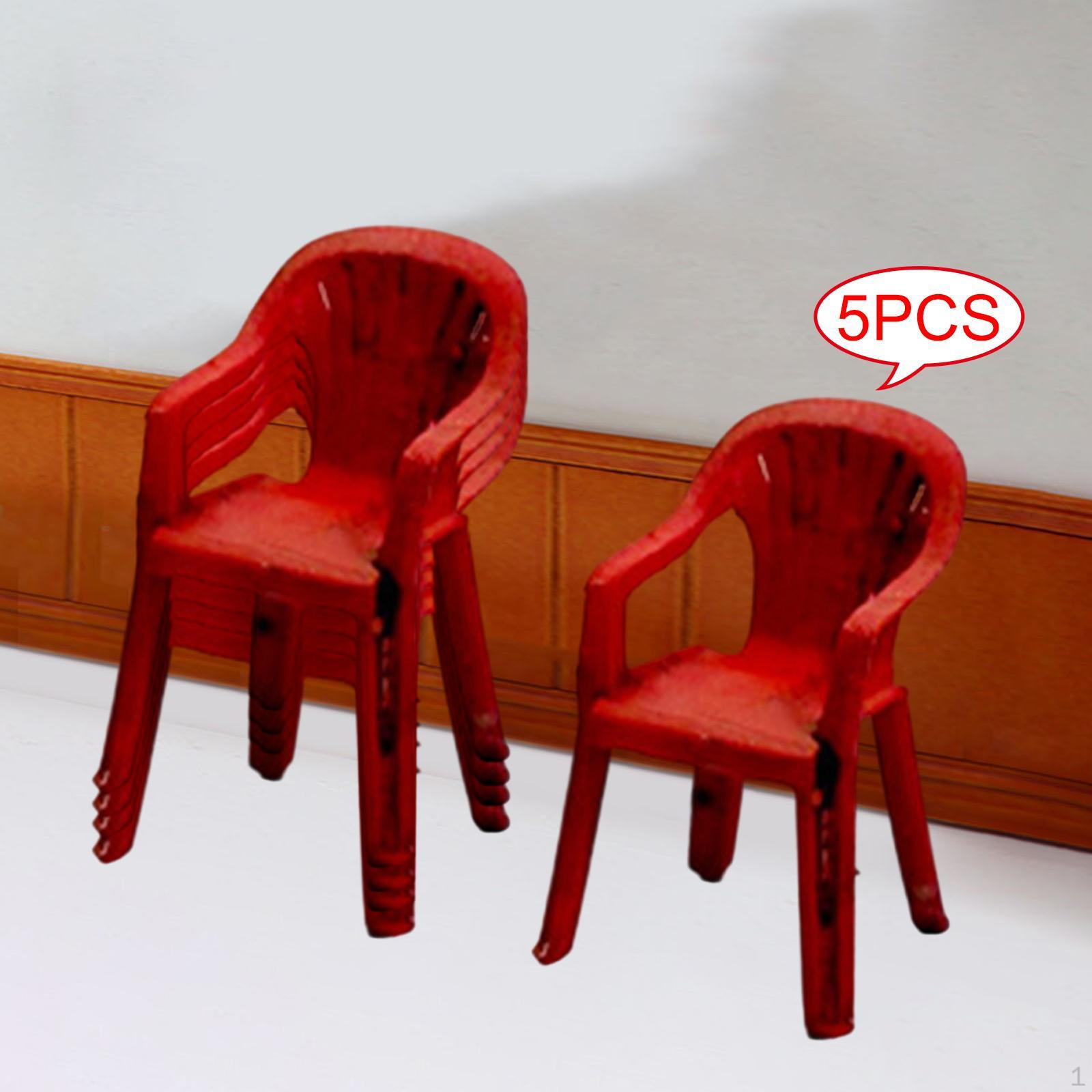 

5 штук 1/64 Мини-стулья для гаража для сцены с моделью автомобиля, аксессуары, украшения красный