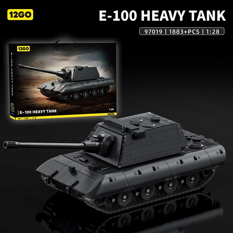 E-100 Tungt stridsvagn (Krupp-turrentyp) Klassisk Modellserie Stor tankleksak Monteringsbyggklossar Handmonterad Modell Julklapp