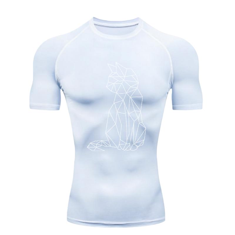 Polygon Cat  Men's Sports T-Shirt Training Fitness Compression Workout T-Shirt Rashgard Tops Tee Short Sleeve T-Shirt Men