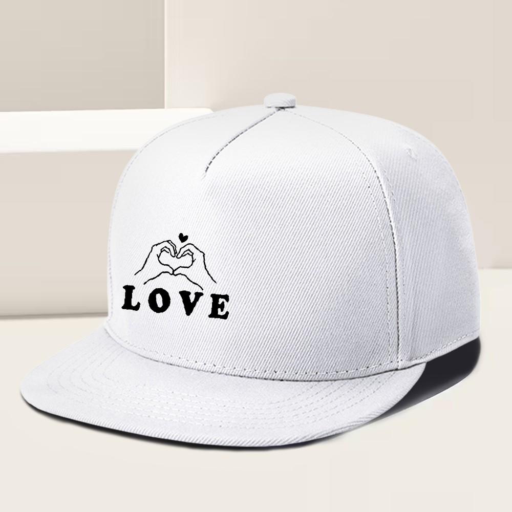 

Love Heart Hands Graphic Black Snapback Cap Polyester Adjustable Streetwear Baseball Hat for Adults One Size