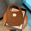 Korean Knitted Handbag Ins Fashion Tote Bag Soft Oval Shape Large Capacity Casual Commuting Handheld Shoulder Bag Women