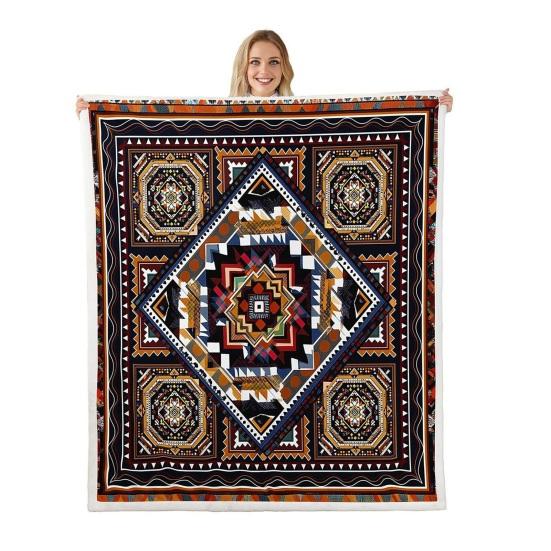 Retro Paisley Pattern Blanket Bohemian Throw Blanket Decorative Soft Flannel Washable Cozy Blanket for Couch Bed 100cm