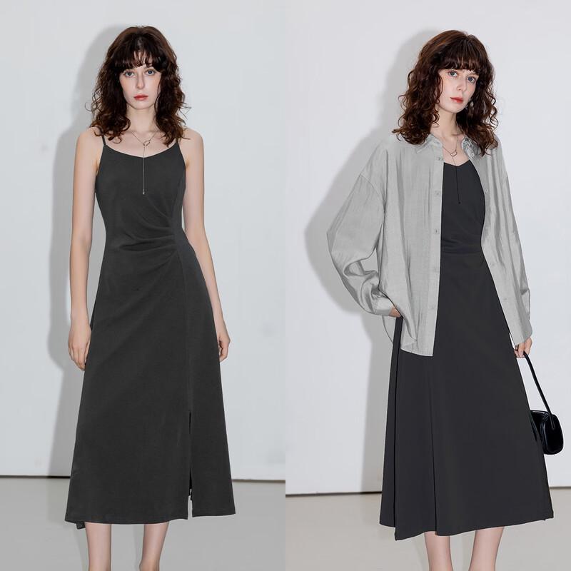 Women s V-Neck Pleated Shirt and Slit Dress Set XL