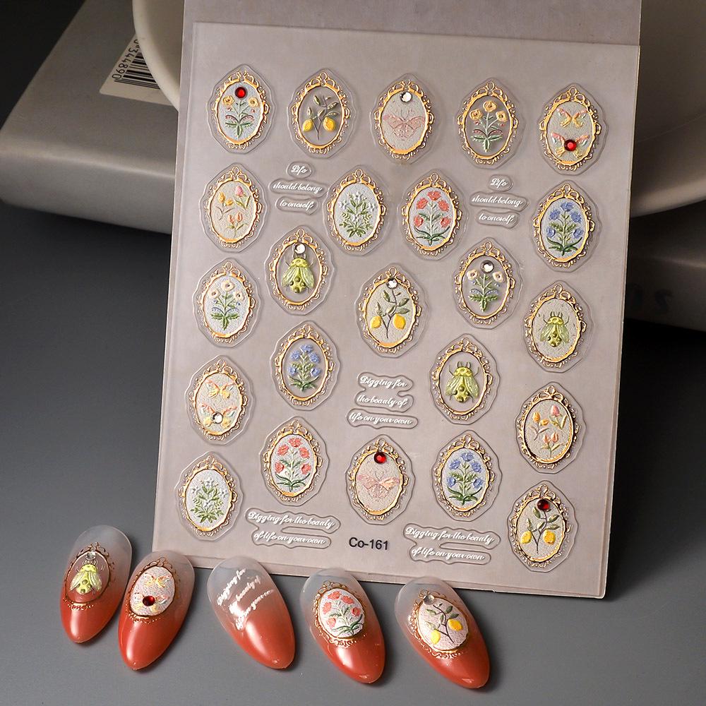 

3D Rhinestone Floral & Animal Print Nail Stickers