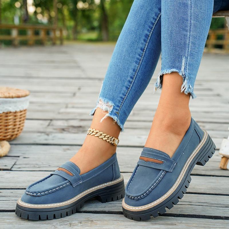 Women's Loafers Fall New Casual Slip-On Platform Single Shoes Retro Versatile Lazy Shoes