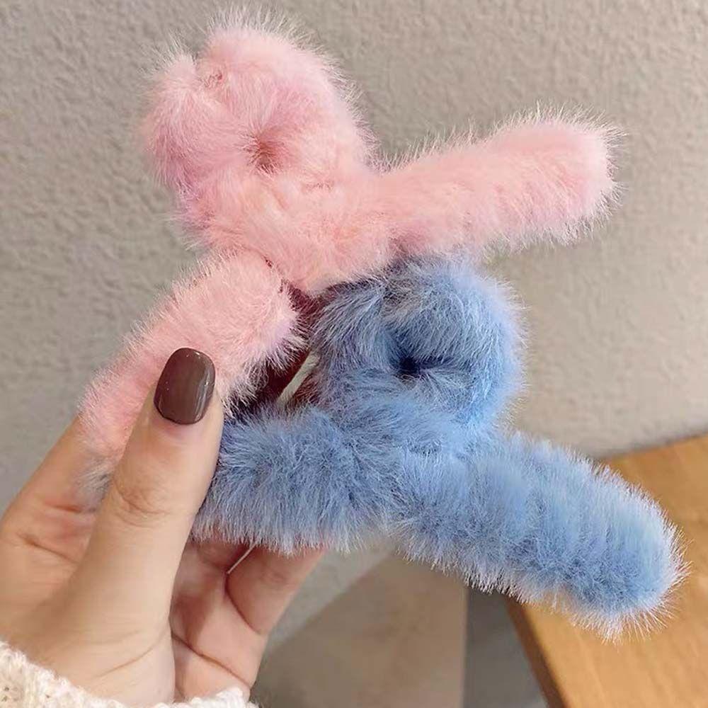 

Elegant Temperament Girls Women Autumn Winter Plush Hair Claw Hair Clip Catch Clip Hair Accessories розовый