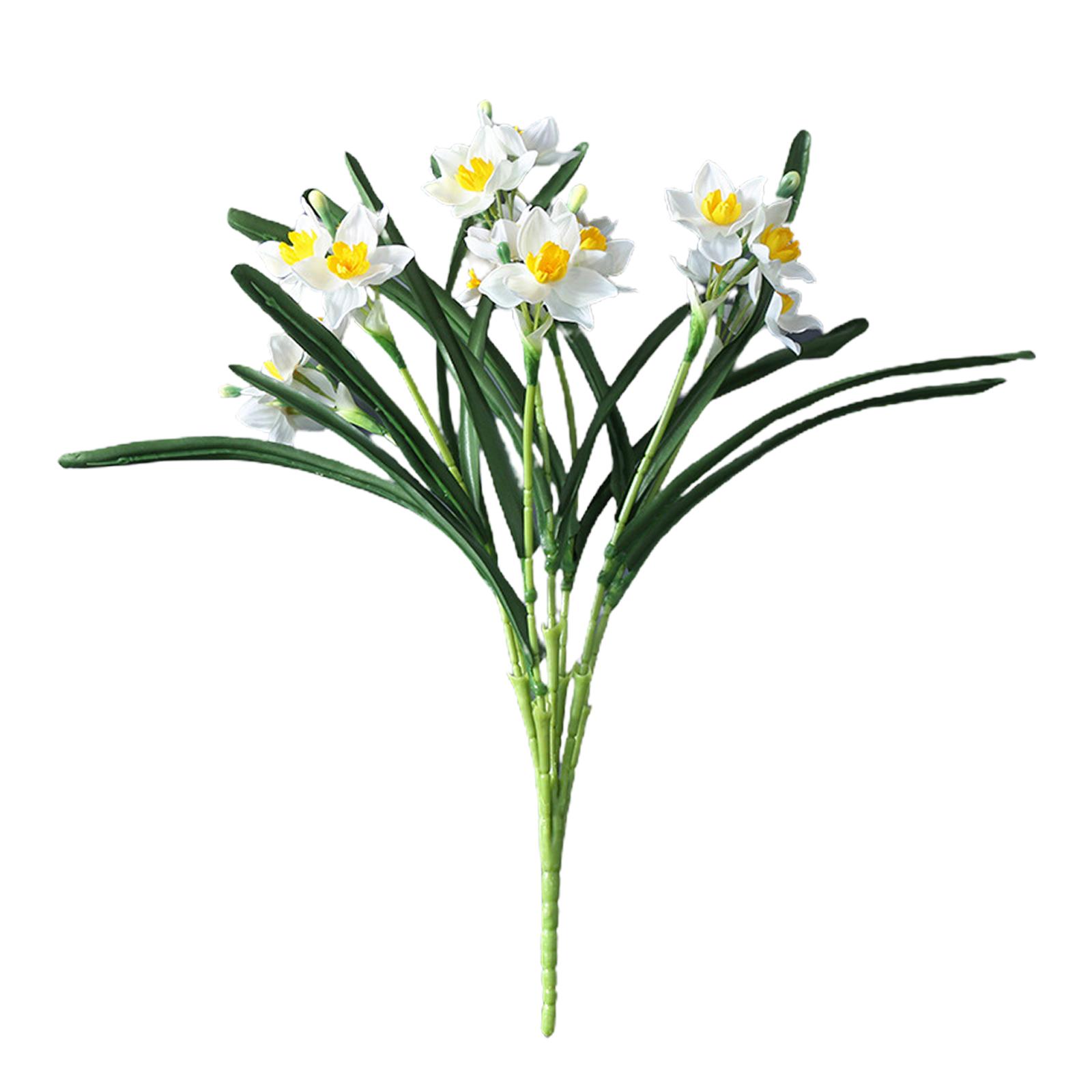 Outsideworld Artificial Daffodil Bouquet Fake Narcissus Bouquet Simulation Indoor Plant Plastic Flower Bouquet