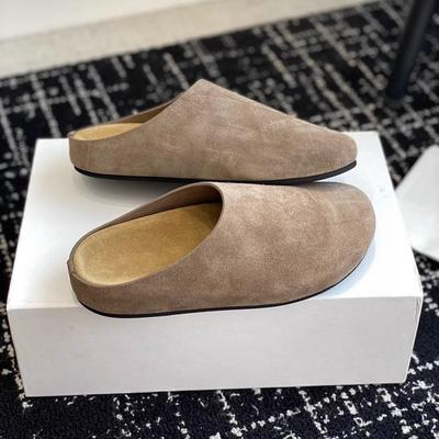 Gu Yunjia 2024 Spring and Autumn New Lazy Bag Head Half Slippers Women Wear Flat Bottom Round Head Casual Platform Boken Shoes