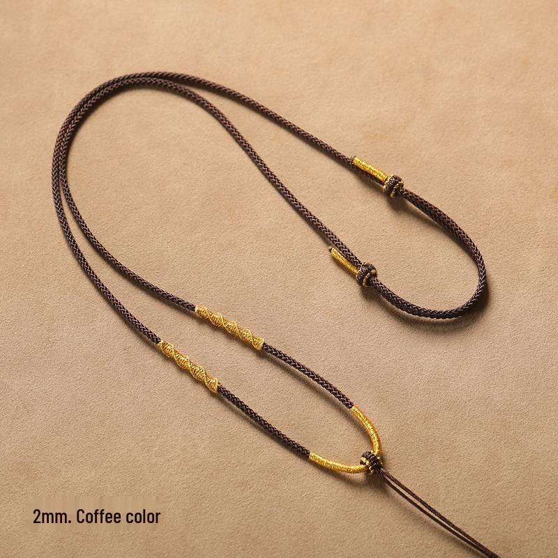 Hand-Woven Black Jadeite Gold Pendant Rope for Men & Women