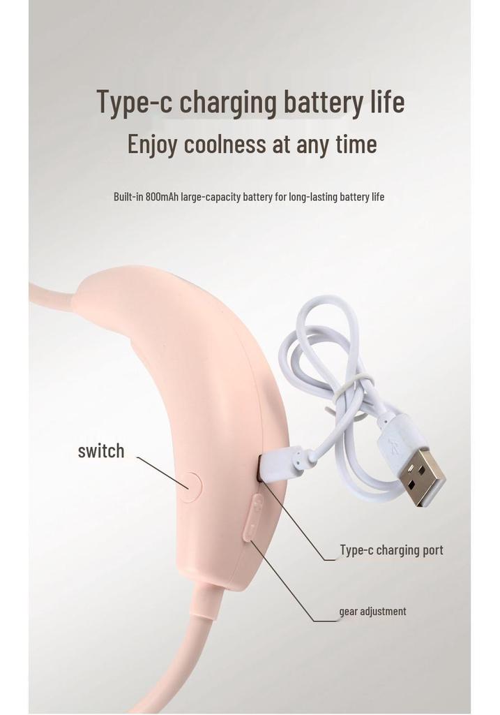 USB Rechargeable Neck-Hanging Portable Fan with Multi-Gear Settings