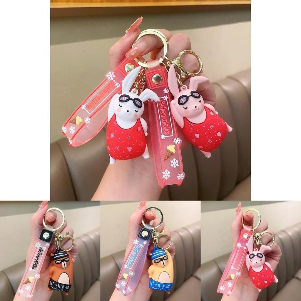 Soft Adorable Rubber Keychain Cute Cartoon Animal Key Ring For Cars Bags And